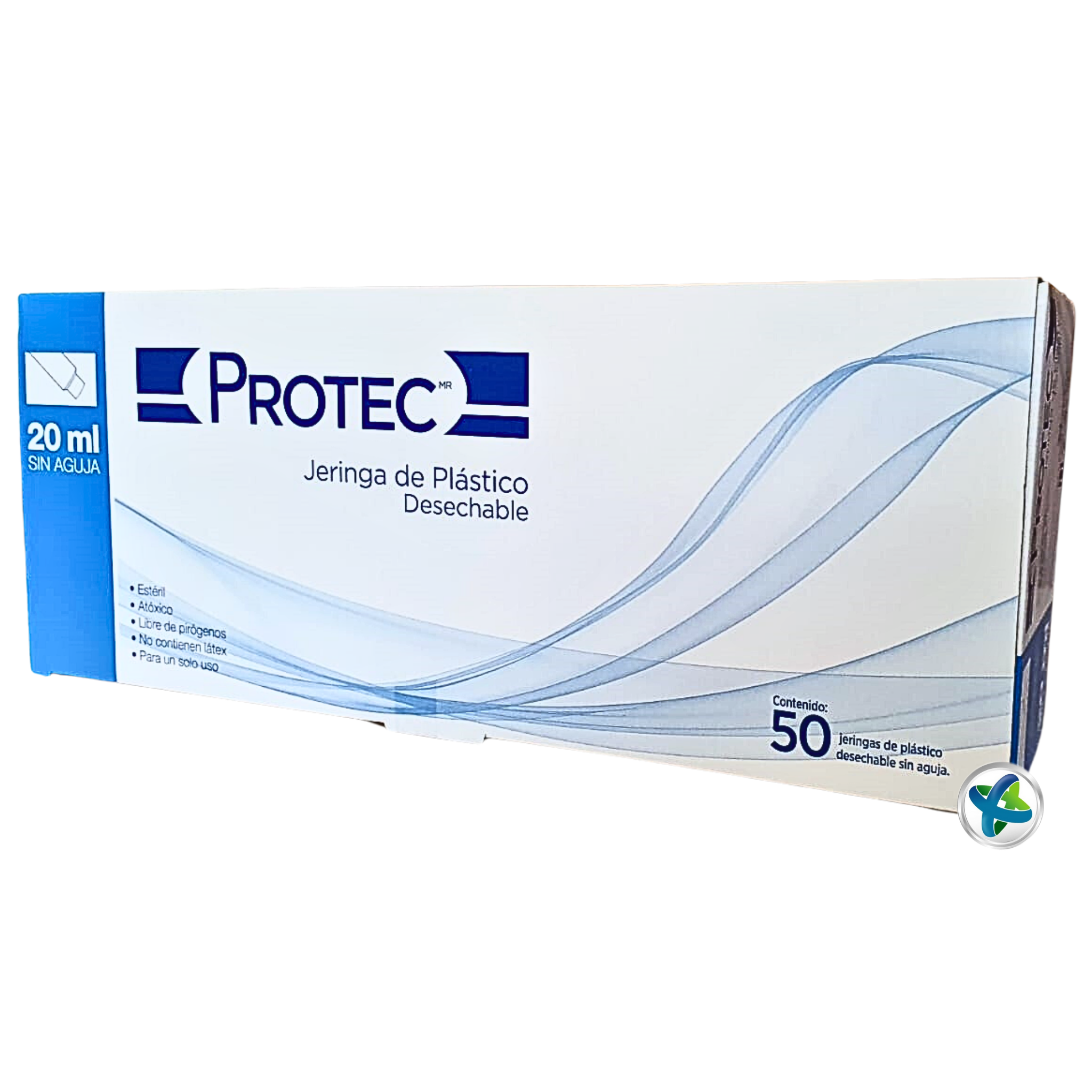 Jeringa Hipodérmica 20 ml Protec®. Caja/50 Pzas.